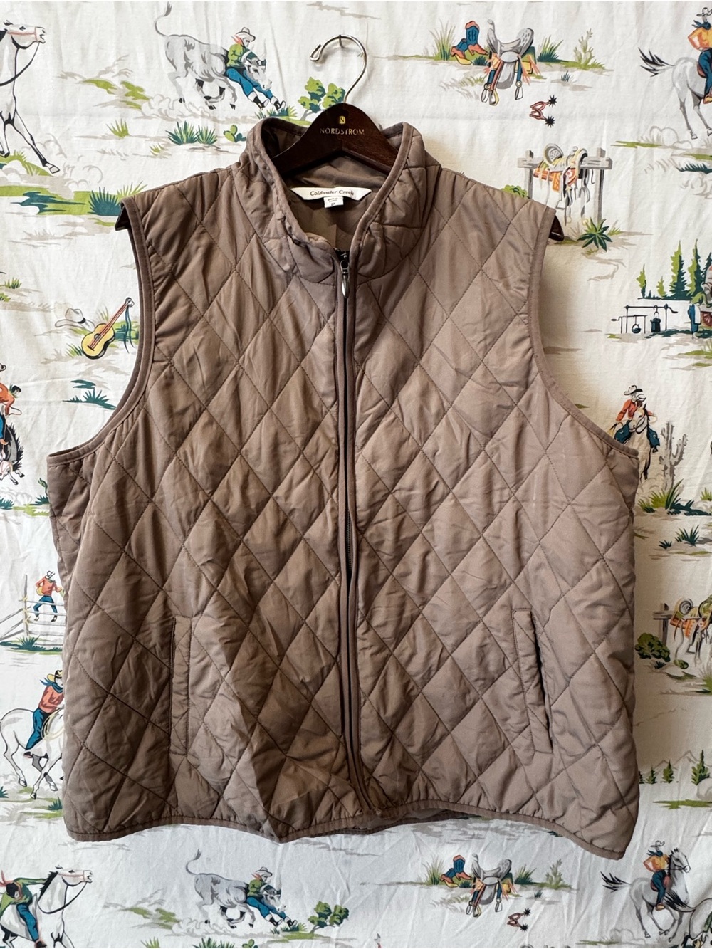 Coldwater Creek size 2X Quilted Sleeveless Vest - Taupe